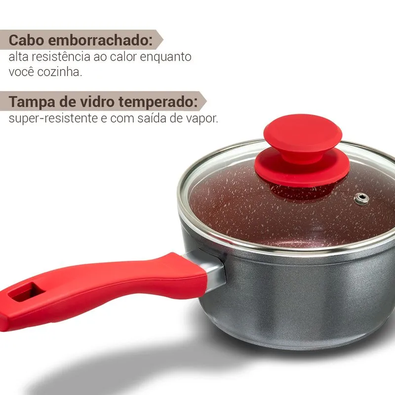 Panela Philco PPH160APR Redstone com Tampa de Vidro 1,4L