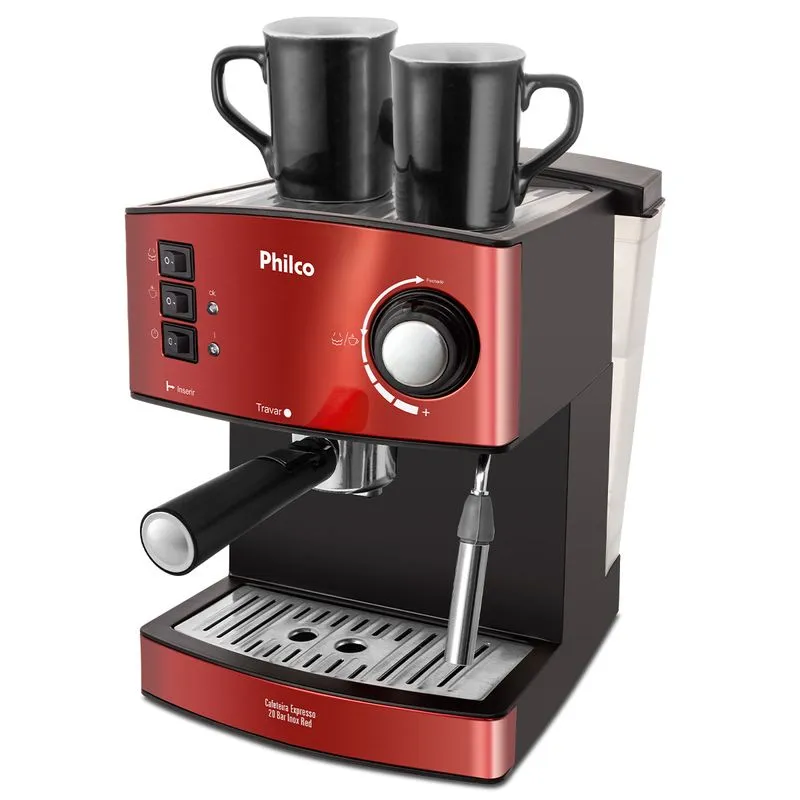 Cafeteira Expresso & Cápsulas Philco 20 Bar Inox Red PCF24