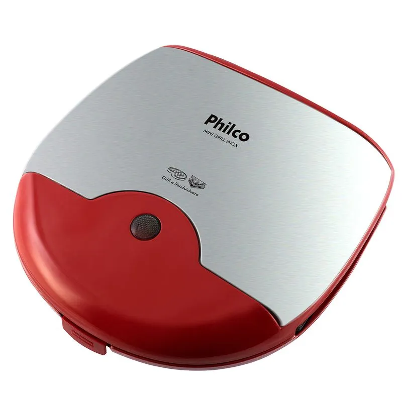 Mini Grill e Sanduicheira Philco Inox Vermelha 750W